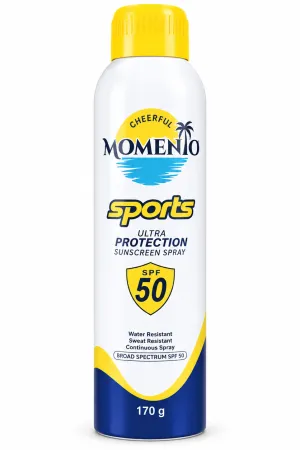 مومنتو سبورتس بخاخ واقي شمس SPF 50 حماية فائقة ومقاوم للماء والعرق – 170 جم