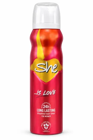 She Is Love بخاخ مزيل عرق للجسم للنساء بثبات حتى 24 ساعة وتركيبة لطيفة على البشرة