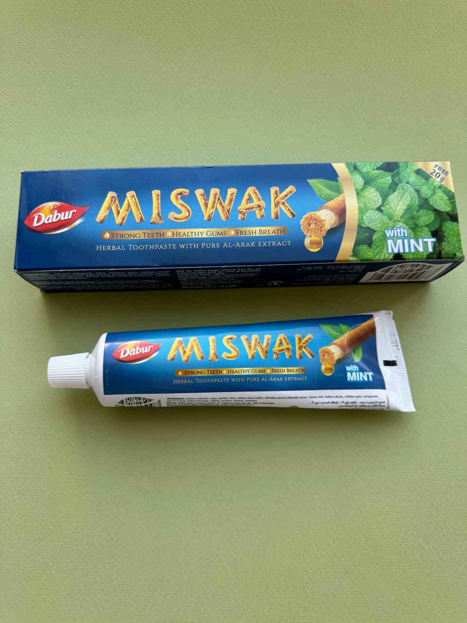 دابر المسواك معجون الأسنان بالنعناع 50 مل+ 20 جرام هدية - الصورة 2