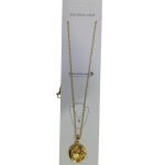 سلسلة ستانلس ستيل بتعليقة قرص شمسي محزز – لون ذهبي