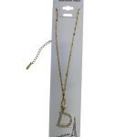 سلسلة ستانلس ستيل بتعليقة حرف D مرصع – لون ذهبي