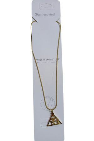 سلسلة ستانلس ستيل بتعليقة مثلث عين حورس – لون ذهبي