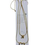 سلسلة ستانلس ستيل مزدوجة بتصميم قلب وتعليقة حرف K – لون ذهبي