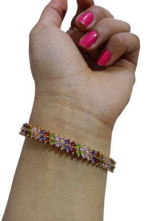 إسورة ستانلس ستيل مرصعة – سوار ملون بتصميم فخم (لون ذهبي)