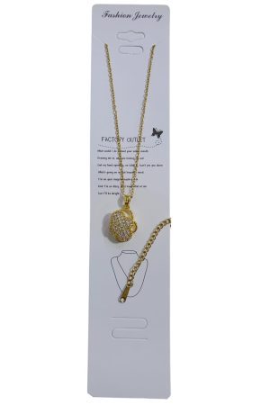 سلسلة ستانلس ستيل بتعليقة مرصعة – لون ذهبي