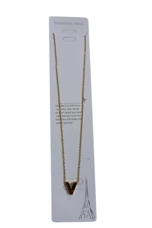 سلسلة حرف V ستانلس ستيل مطلية ذهبي