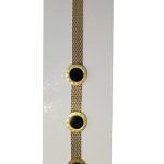 إسورة ستانلس ستيل شبك بميداليات دائرية سوداء – لون ذهبي مطلي