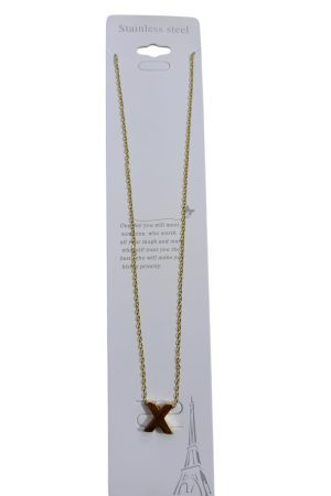 سلسلة حرف X ستانلس ستيل مطلية ذهبي