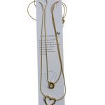 سلسلة ستانلس ستيل مزدوجة بتعليقة قلب + حرف D – لون ذهبي