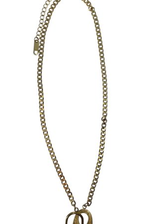 سلسلة ستانلس ستيل مطلية ذهبي بتعليقة هندسية مزدوجة