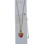 سلسلة ستانلس ستيل بتعليقة فراولة وردي – لون ذهبي