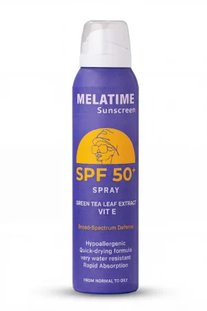 ميلاتايم واقي شمس بخاخ SPF 50+ بخلاصة فيتامين E الشاي الأخضر 150 مل